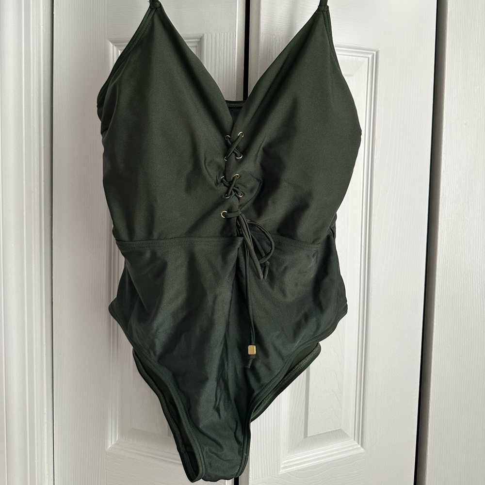 ASOS Dark Green One Piece Swimsuit, size: 12